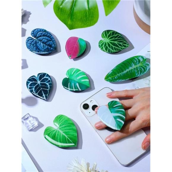8 Pcs Leaves Phone Holder Green Plant Cell Phone Grip Holder Phone Sockets - Picture 7 of 8